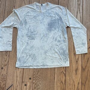 lululemon athletica White and Gray Long Sleeve Tee Large